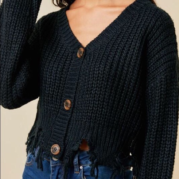 Distressed Button Down Sweater - Picture 2 of 5